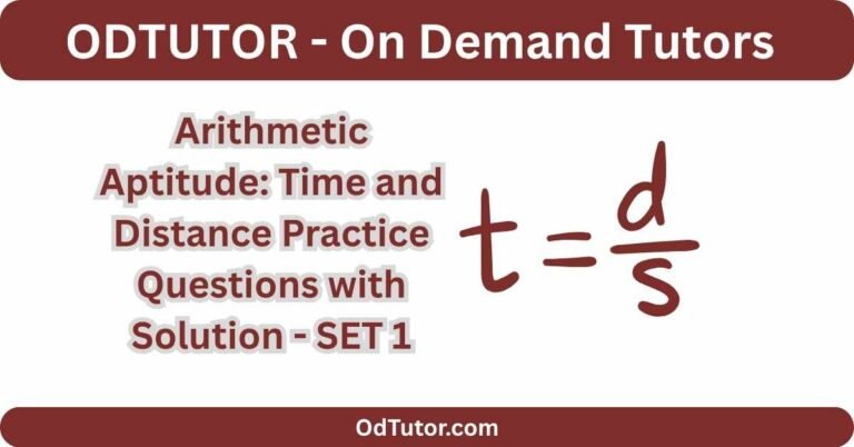 Arithmetic Aptitude Time and Distance Practice Questions with Solution - SET 1