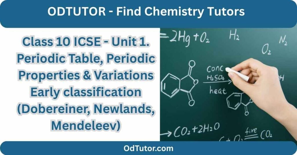 Class 10 ICSE - Unit 1. Periodic Table, Periodic Properties & Variations Early classification (Dobereiner, Newlands, Mendeleev)