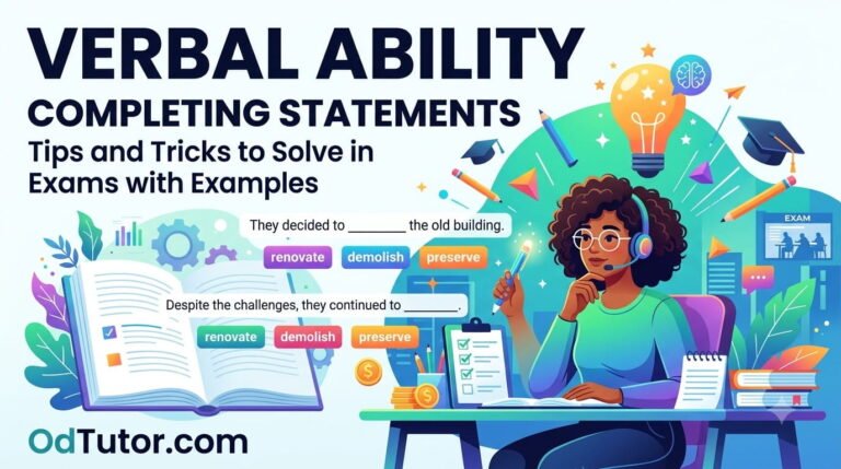 Verbal Ability Completing Statements - Tips and Tricks to Solve in Exams with Examples