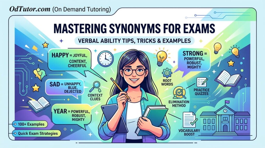 Verbal Ability Synonyms - Tips and Tricks to Solve in Exams with Examples