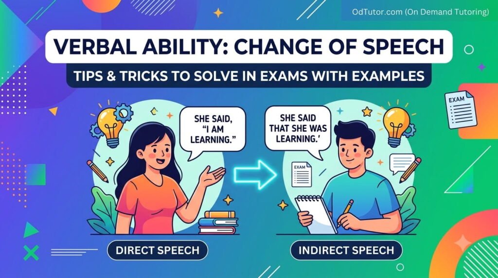 Verbal Ability Change of Speech - Tips and Tricks to Solve in Exams with Examples